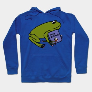 Cute Green Frog with Birthday Greetings Hoodie